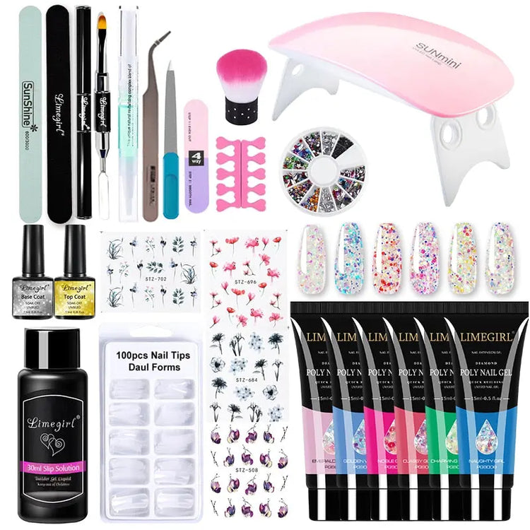 Poly Nail Gel Kit With 54W UV Lamp Fernglow