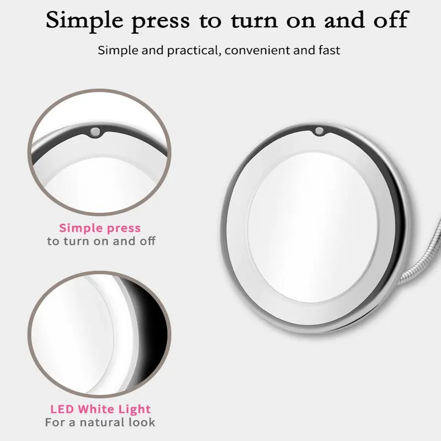 10x Magnifying LED Lighted Makeup Mirror - Fernglow