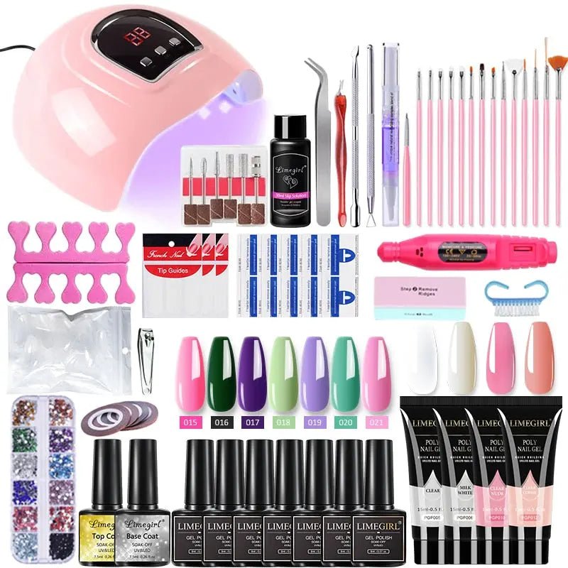 Poly Nail Gel Kit With 54W UV Lamp - Fernglow