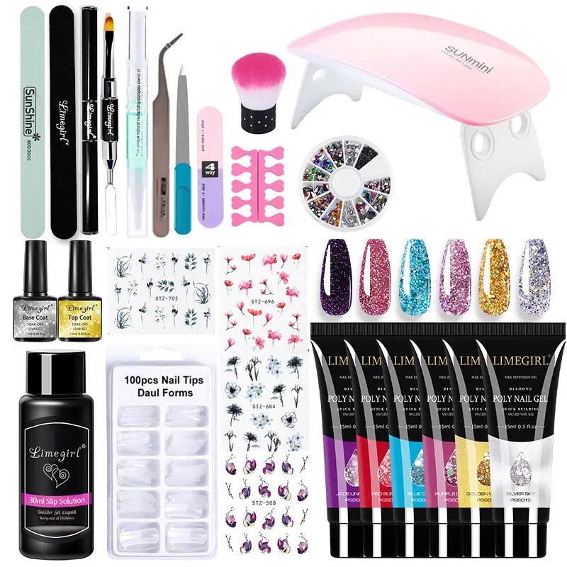 54W UV Lamp Poly Nail Gel Kit for Stunning Salon-Quality Nails - Fernglow