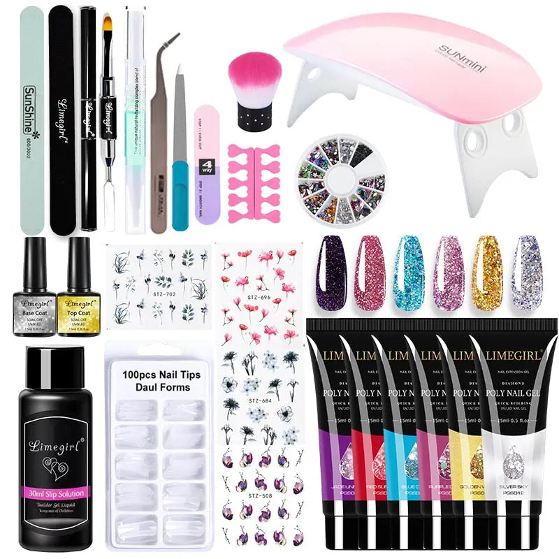 Poly Nail Gel Kit With 54W UV Lamp Fernglow