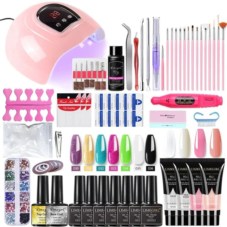 Poly Nail Gel Kit With 54W UV Lamp - Fernglow