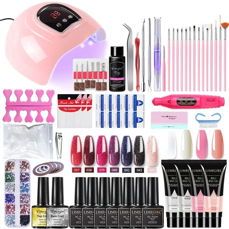 54W UV Lamp Poly Nail Gel Kit for Stunning Salon-Quality Nails - Fernglow