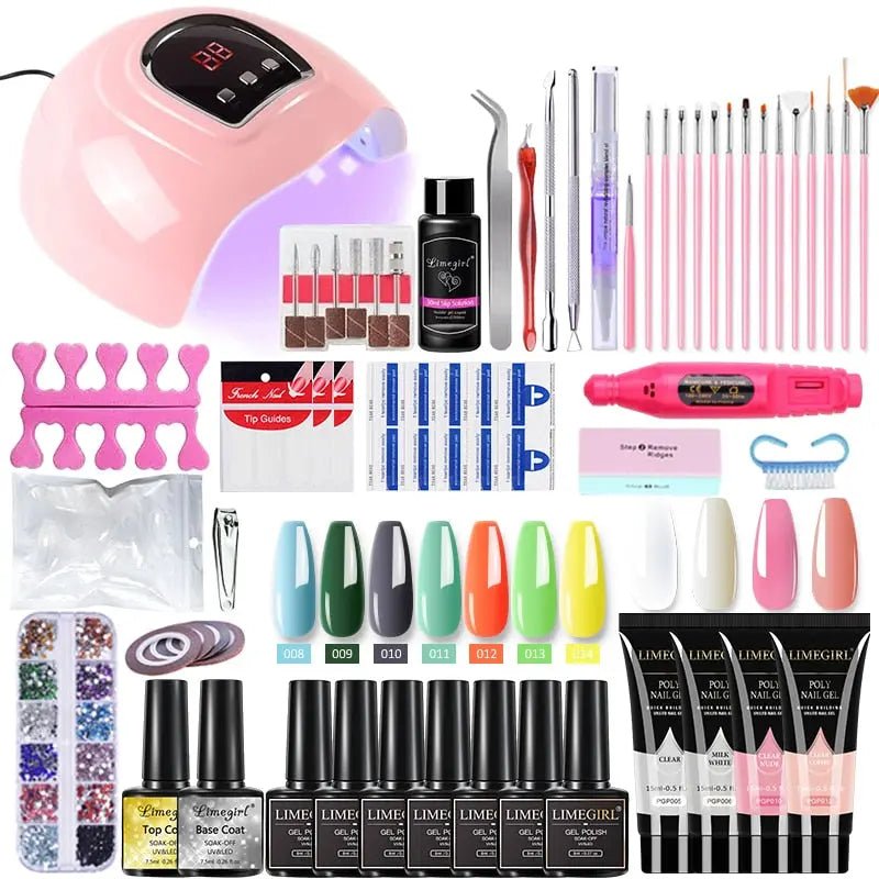 54W UV Lamp Poly Nail Gel Kit for Stunning Salon-Quality Nails - Fernglow