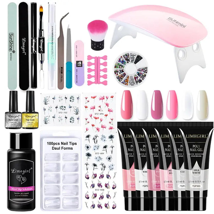 Poly Nail Gel Kit With 54W UV Lamp Fernglow